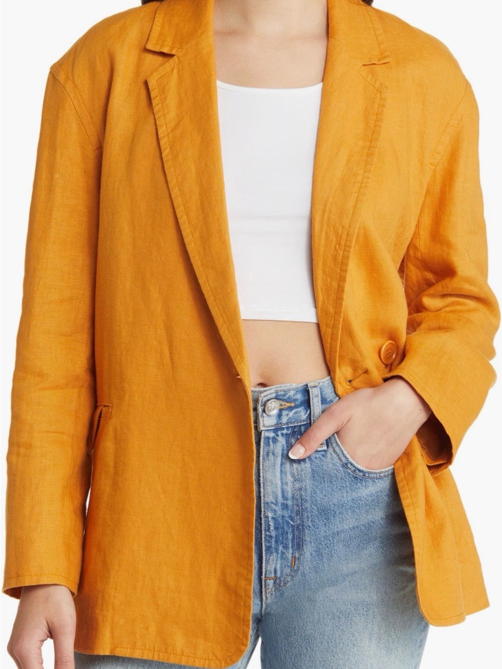 Madewell Double Breasted Crossover Linen Blazer size Small